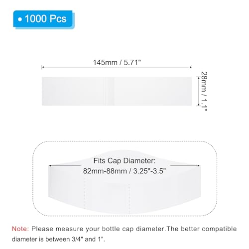 Image of PATIKIL 145x28mm PVC Perforated Shrink Bands, 1000Pcs 0.05 mm /2 Mil Thickened Heat Shrink Seal Wrap Fit for 3.25 inch-3.5 inch Cap Diameter Essential Oil Bottles Jars Cans Tin, Clear