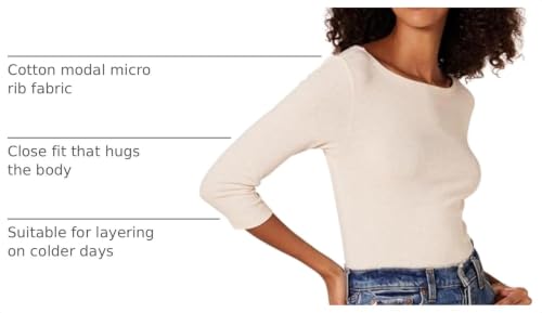 Image of Amazon Essentials Women's Slim-Fit 3 /4 Sleeve Boat Neck Tops Cotton Modal T-Shirt