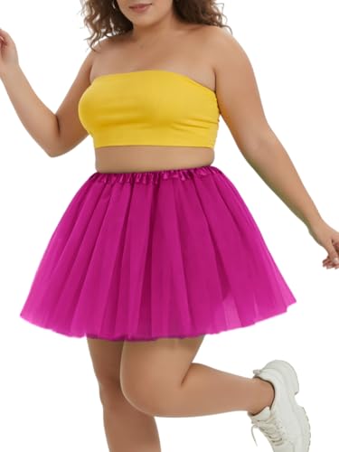 3 Layes Tulle Tutu Skirt for Women Plus Size Adult Halloween Pink Tutu Cosplay Costume Ballet Dress for Holiday