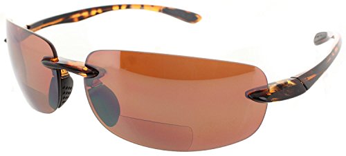 Fiore Island Sol Bifocal Sunglasses Rimless TR90 Sun Reading Glasses Bi Focal Readers For Men And Women | 100% UV Protection