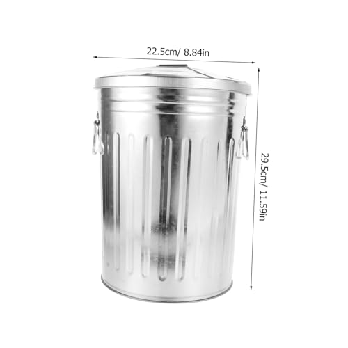 Caneca de basura metálica rectangular con tapa plateada miniatura 2