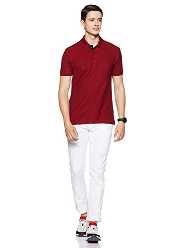 Van Heusen Athleisure Men Polo T-Shirt - 100% Combed Cotton - Colour Fresh, Quick Dry, Ultra Soft_60032_Wine_M