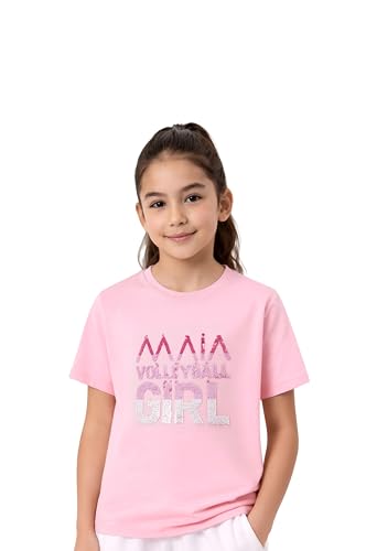 Image of KlothoMAIA Volleyball Graphic T-Shirt Girls' Sequin & Print T-Shirt - Sparkle, Style & Everyday Comfort