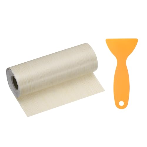 Image of HARFINGTON Wood Grain Repair Tape 6 Inch x 33ft Self Adhesive Repair Patch Tape Simulated Wooden Floor Tapes with Plastic Scraper for Tables Doors Windows Furniture, White Oak