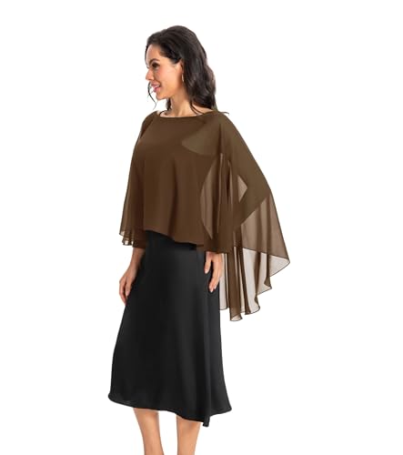 Image of Baoqiya Chiffon Capes Sheer Capelets Long Cape Poncho For Women Plus Size
