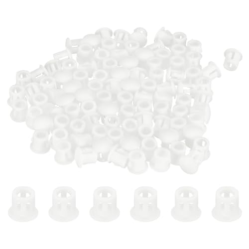 Image of uxcell 100pcs Nylon Plastic Hole Plugs, 1 /5 inch (6mm) Round Drill Screw Hole Plugs Covers, White