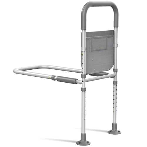 Bed Rails for Elderly Adults Safety: ASTM Approved Adjustable Bed Assist Rail for Seniors with Storage Bag & Non-Slip Handle - Bedside Grab Bar Supports up to 350 Lbs - Fits King Queen Full Twin Bed