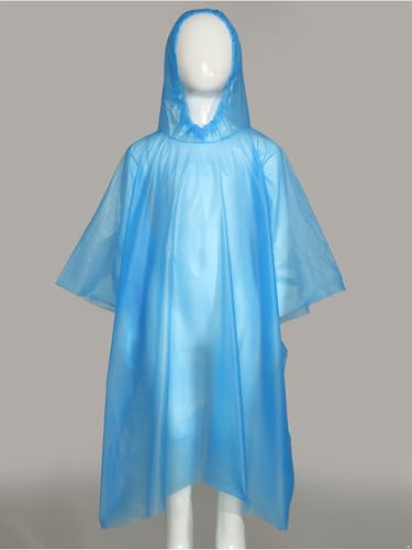 JEYPINMI Kids Rain Poncho for Girls and Boys Portable Raincoat Rain Jacket with Hoods and Sleeves3