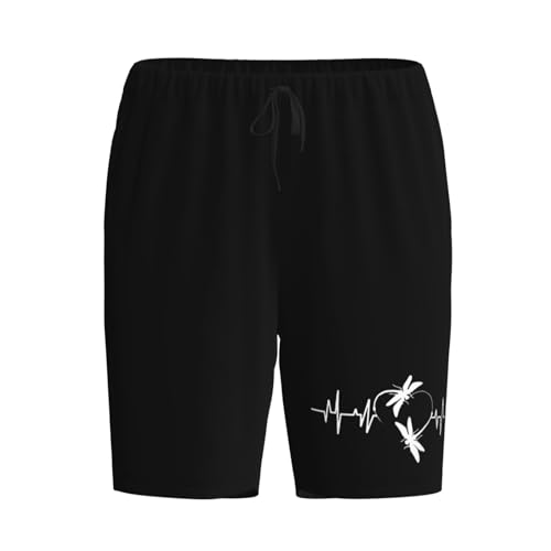 Dragonfly Heartbeat Pajama Shorts for Men, Men's Pajama Bottoms, Sleepwear for Summer2