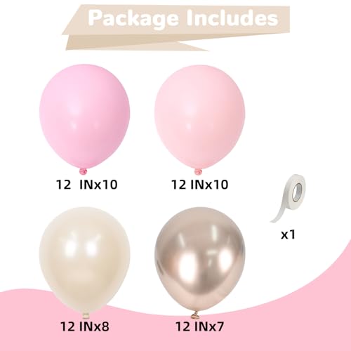 Image of HILAVO Pink and Gold Balloons 12 In Light Pink Balloon for Girls Birthday