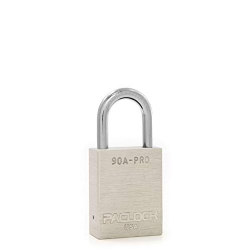 Image of PACLOCK 90A-PRO Series Key Lock Padlock, Silver Anodized Aluminum, 7-Pin Cylinder with 1 Key, Keyed Differently, 1-3 /16 inch Tall Hardened Stainless Steel Shackle