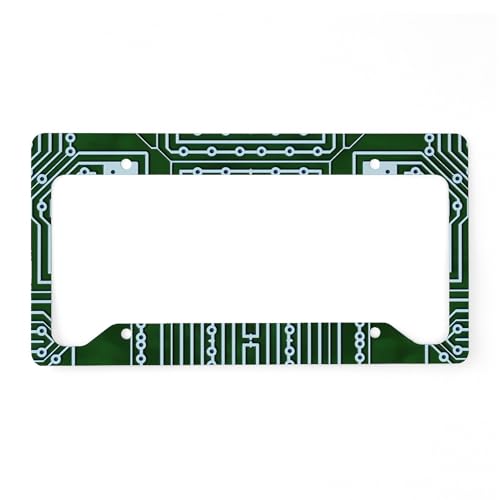 CafePress Green Geek Motherboard Circui License Plate Holder Aluminum License Plate Frame, License Tag Holder