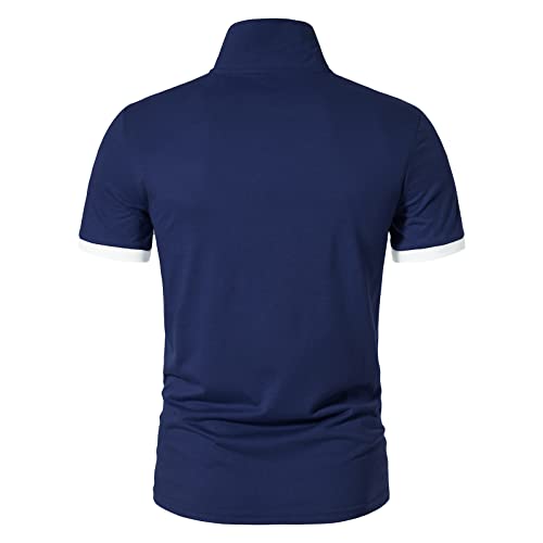 A WATERWANG Men's Short Sleeve Polo Shirts, Slim-fit Cotton Golf Polo Shirts Basic Designed4