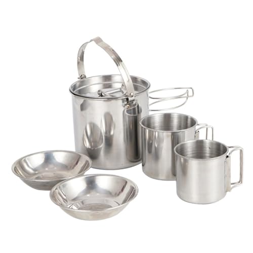 Set de cuisson camping inox bouilloire pliable et couverts portables haute température