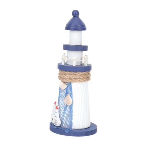 Faro de madera decorativo PRETYZOOM estilo mediterráneo para escritorio de salón 2