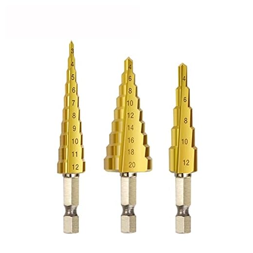 3pcs / set Step Drill Bit HSS Titanumbelagd Stegkotte kväve metallhålskärare Borra 4-12/20/32 mm rak spiralmetallkegel (Color : No Bag Set1)
