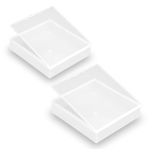 Image of Clear Polypropylene Rectangle Beads Storage Containers Box (5.87 x 6.34 x 1.5 inch) with Lid for Collecting Small Items, Beads, Game Pieces, Business Cards, Crafts Accessories