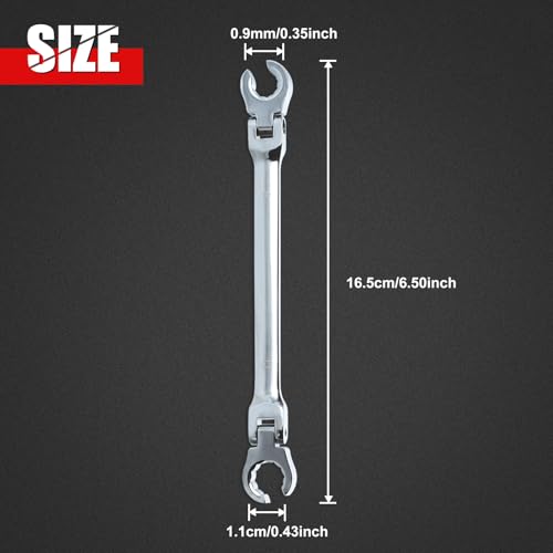 Image of Flex Head Flare Nut Wrench Set 9 * 11mm Metric Double Flexible Line Wrench 40Cr for Automotive and Plumbing Repairs