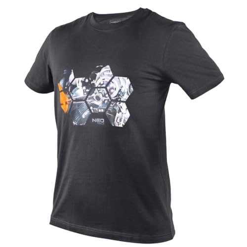NEO TOOLS T-shirt pour homme - T-shirt à manches courtes en coton avec impression 100 % coton - Confortable - Taille S à 3XL, Bleu marine foncé, XXL