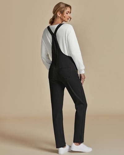 Vetinee Schwarzer Jumpsuit Damen Overall Damen Schwarz Ikonisch Schwarz Größe Large Passt EU Größe 42 bis EU Größe 44