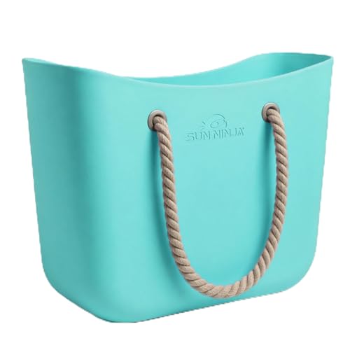 Image of SUN NINJA Rubber Beach Bag, XL Waterproof EVA Tote with Soft Rope Handles
