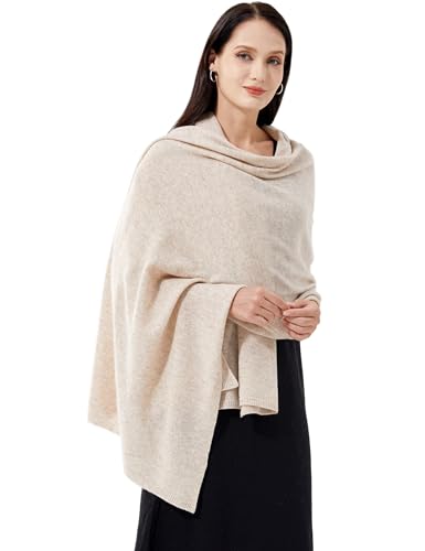 RYYOYY Luxury 100% Cashmere Wrap Soft Scarf Stole Knitted Shawl for Women Wayfarer Travel Extra Large 87x28 Mottled Camel
