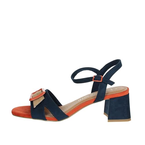 Marco Tozzi Sandalias de Mujer con tacón con Hebilla cómodas, Azul Marino., 37 EU