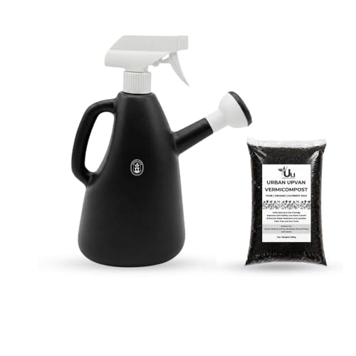 Image of Urban Upvan Watering Can 1L (Multicolor) with 500g Vermicompost | Plastic Garden Water Can with Sprinkler Spout | Lightweight, Durable, Ergonomic Handle | Indoor Outdoor Plant Care