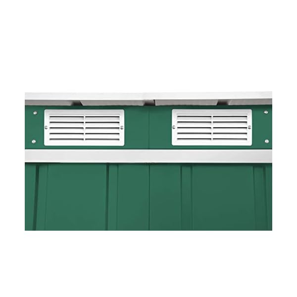 Duramax ECO Pultdach 8 x 4 feuerverzinktes Metall Gartenwerkzeug Aufbewahrung Schuppen grün mit cremefarbenen Besätzen – Bild 8