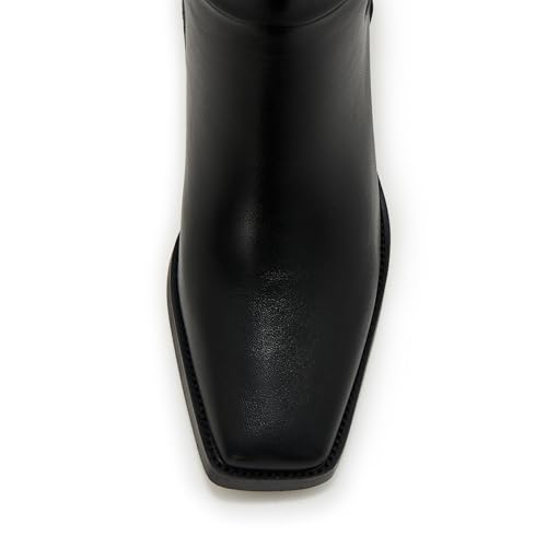 ZXHYZLZ Women's Black Wide Calf Knee High Boots – Plus Size Square Toe Low Heel Tall Boots with Side Zipper, Comfortable Fall Winter Footwear 6