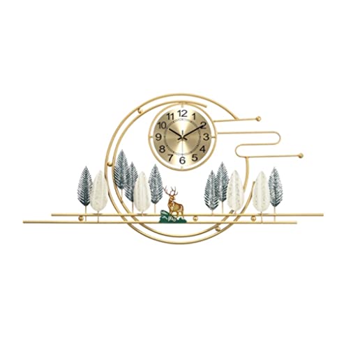 Habrur Reloj de pared para decoración de sala de estar, luz creativa, estilo de lujo, reloj de pared moderno de metal con movimiento silencioso, reloj decorativo para sala de estar, dormitorio,