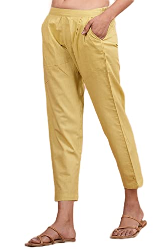 Image of Women's Cotton Ankle Fit Trouser Pants for Women & Girls | Women Regular Fit with Two Pocket Trouser for Office School Formal Casual Daily Use