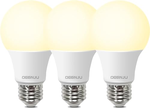Image of DEGNJU LED Light Bulbs Soft White 2700K, 60 Watt Equivalent LED Bulbs, A19 Standard Bulbs, E26 Base, 800 LM, E26 Base, Non-Dimmable, 15000 Hours, 8W White LED Bulbs for Bedroom Living Room, 3 Pack