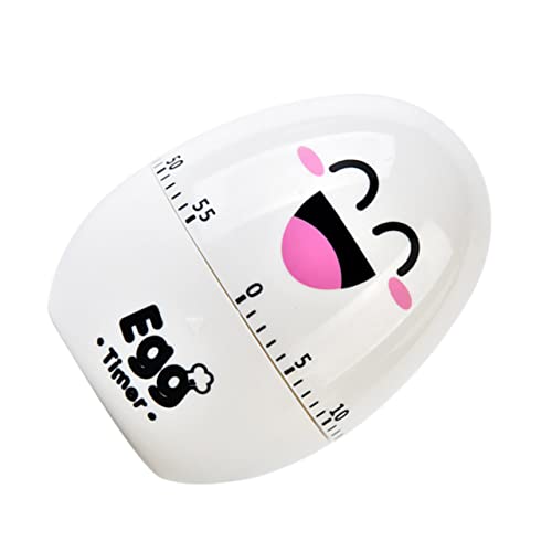 BESTYASH Temporizador Mecánico Forma de Huevo para Cocina Manual sin Batería Práctico Recordatorio Doméstico para Hornear Freír y Cocinar Huevos Compacto Plástico Blanco