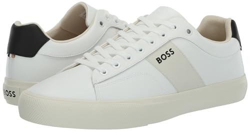 Image of BOSS Men's Aiden Logo Block Leather Low Top Sneakers