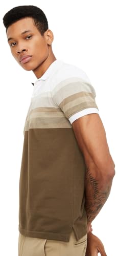 Image of Max Men's Half Sleeves Cotton Blend Regular Fit Striped Polo T-Shirt