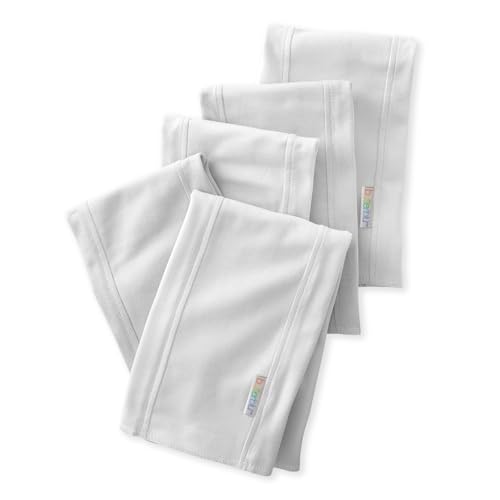 Bailey 5-Pack Burp Cloths 100% Organic Cotton Knit Absorbent Drool Cloths for Newborn and Baby Girls, Boys, Unisex​, White, One Size