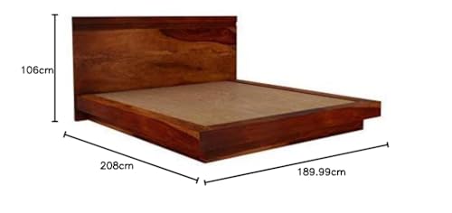 Image of Sheesham Solid Wood Mahogany Finish Voted Platform King Size Without Storage Wooden Bed for Beautiful Bedroom Room (King, Mahogany)