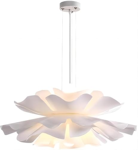 LIGHTLAND 2-Lights Acrylic Flower Pendant Light, Modern Minimalist Creative Hanging Light with Adjust Hanging Line, Pendant Lamp Chandelier for Living Room, Dining Room, Bedroom (15.8 Inch)