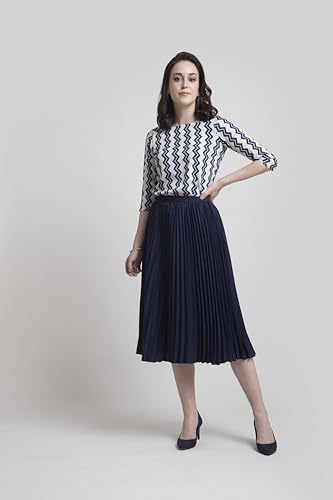 Image of FableStreet Women Skirt Casual & Festive | Elegant Flared Fit High Rise Knife Pleats All-Over Floral Print | Wrinkle-Resistant Woven Fabric for Summer & Outings