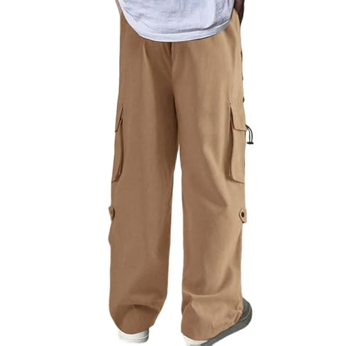 Cargo Pants Men Elastic Waist Parachute Cargo Pants with Pockets Stretch Twill Chino Pants Lightweight Hiking Pants4