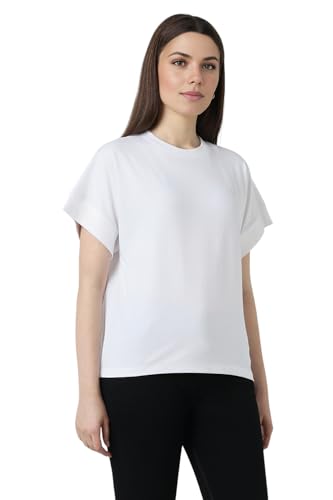 Image of Van Heusen Women's Cotton Regular Fit Half Sleeve Crew Neck Casual Regular Comfort Fit T-Shirt