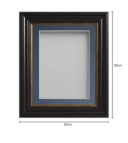 Frame Company Emson Black Picture Photo Frame with Blue Mount - 14x11 for pic size A4 *Choice of Sizes* Fitted with Real Glass - Image 2