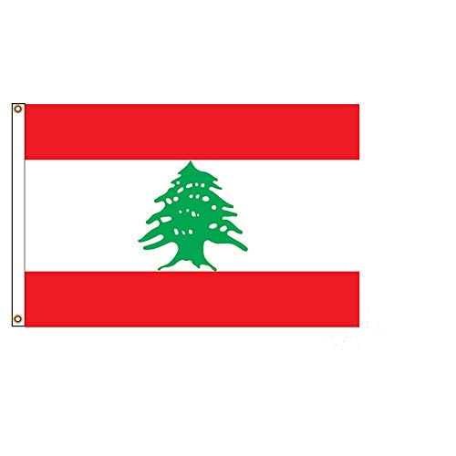 Stormflag Bandera Líbano 3x5ft/ 90x150cm poliéster 90g, 2 ojales de metal costura doble con ojal