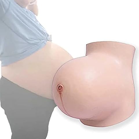 DTBBKSY Fake Pregnancy Belly Silicone Realistic Artificial Fake Belly Costum Bump Pregnant Tummy Enhancer For Performance Photography Props,white Cover