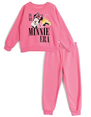 Disney Junior Girls Fleece Pullover Sweatshirt and Jogger Pants Outfit Set Toddler to Big Kid Sizes (2T - 14-16)