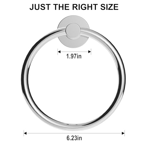 Image of SetSail Towel Holder for Bathroom Wall Stainless Steel Hand Towel Ring Heavy Duty Towel Hanger for Bathroom, Mirror Silver