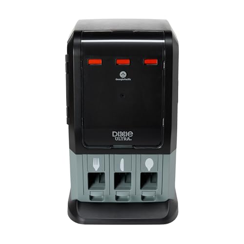 Image of DIXIE ULTRA SMARTSTOCK MINI TRI-TOWER CUTLERY DISPENSER BY GP PRO (GEORGIA-PACIFIC), SERIES-T, BLACK, DUSSTDSP3MINI