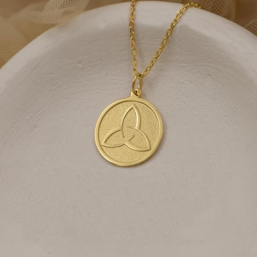 Collier pendentif pièce gravée nœud de la Trinité cadeau mixte - 3