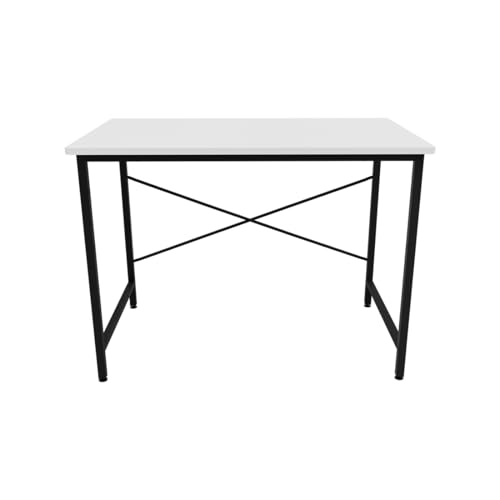 FURLAY Slate Office Desk and Study Table | 1 Year Warranty | Metal and Century Engineered Wood Desk for Adults & Students (White)